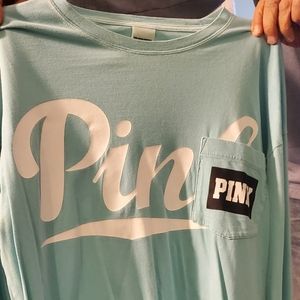 Pink light green long sleeve shirt